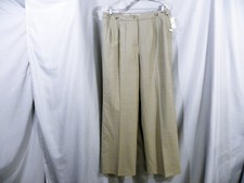New Talbots Sz 12w Classic Fit Lined Pant Tan Wool Stretch Wide Leg Made Italy