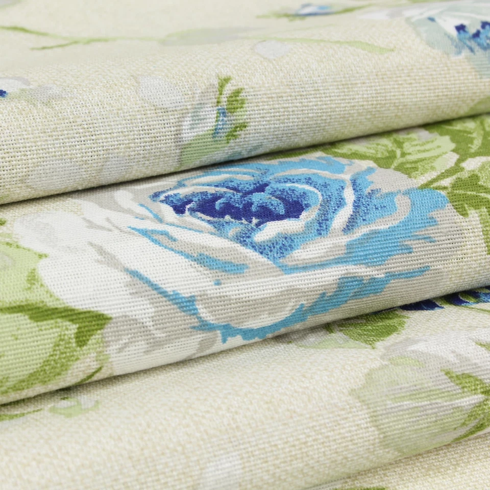 Stoff Meterware Rosen Blau Mischgewebe 280 cm Tischdecke Vorhang Kissen Deko - Bild 4 von 4