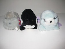 Puffkins Stuffed Animals by Swibco RARE Lot of 3 seal, orca/killer whale, walrus