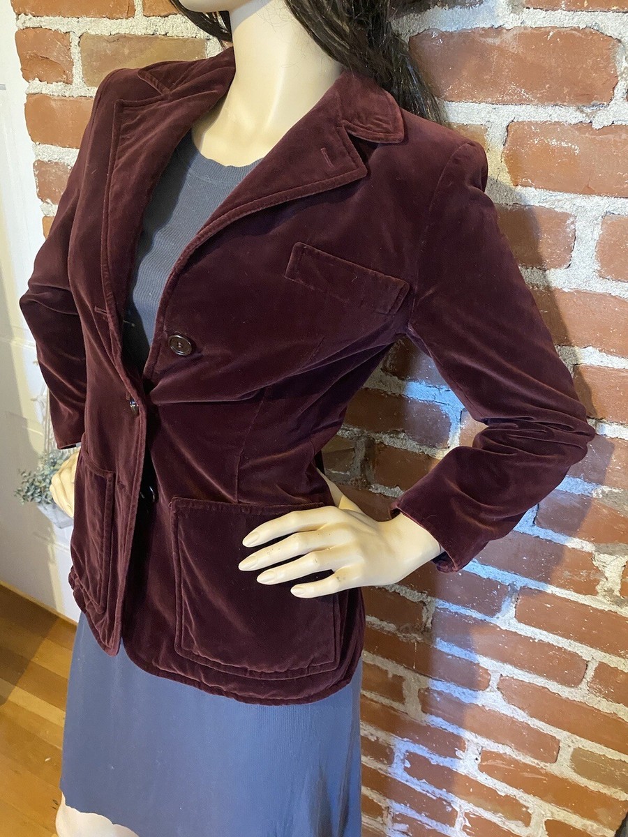 Vintage Yves Saint Laurent Maroon velvet blazer jacket- Rare- size 38 YSL