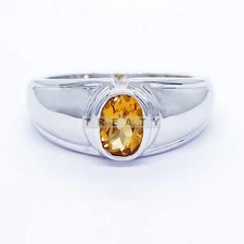 Citrine Oval Cut Gemstone With 925 Sterling Silver Ring For Men's #269