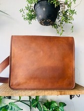 Men's Genuine Vintage Brown Leather Messenger Bag Shoulder Laptop Bag Briefcase