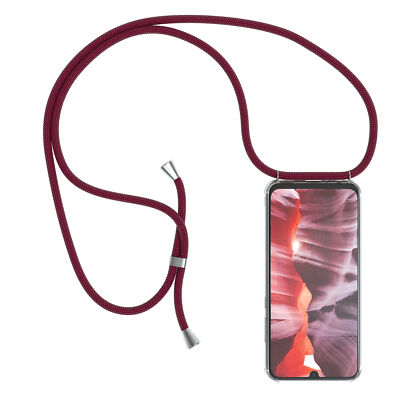 Für Honor 10 Lite Handyhülle zum Umhängen Kordel Tasche Kette Case Etui TPU Rot