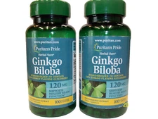 Ginkgo Biloba 120 mg 100 Capsules (2 Pack) Supports Healthy Brain Function
