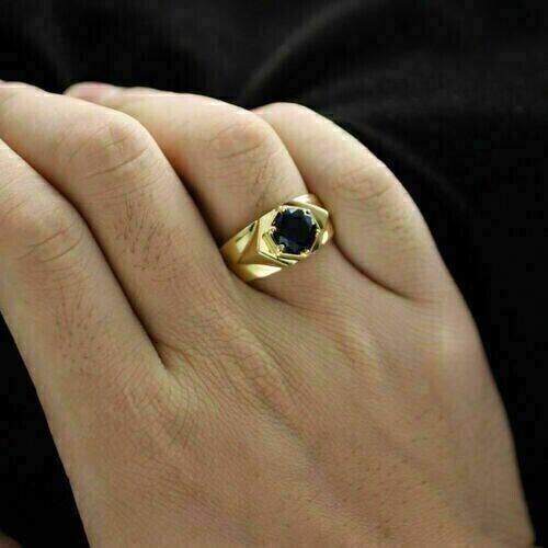 Bague De Fiançailles émeraude Solitaire En OR JAUNE 14 Carats Massif - Taille Ajustable - Faite Main - Neuf