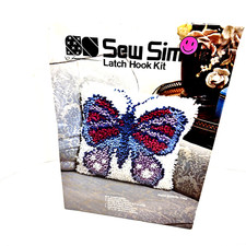 Sew Simple Latch Hook Kit Butterfly Pillow Square Sealed Yarn Craft
