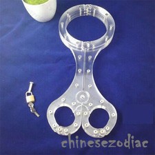 Crystal Cangue Neck Collar Handcuffs Bondage Yoke Lockable Wrist Restraint BDSM