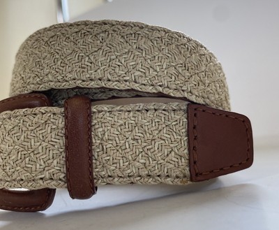 Talbots Belt Small Tan Woven and Brown Leather | eBay display picture 1
