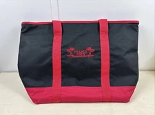 TRADER JOE'S Reusable Black/Red Insulated Bag Canvas Cooler Travel Tote
