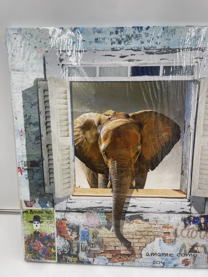 Colorful Happy Elephant Canvas Wall Art Painting Home Decor 20" X 20" - Image 4 of 4