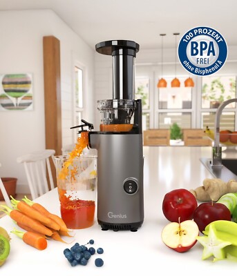 Genius Slow Juicer Entsafter Mini für Gemüse Obst 9 tlg, Kaltpressjuicer, 130 W