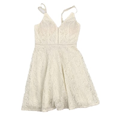 Speechless Full Lace Sweetheart Neckline Mini Dress 7 Womens White Ivory Cream M