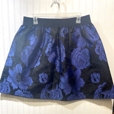 MSK Formal Above the Knee Skirt~Size L~Dress it up or down!Black w/Blue/USA made