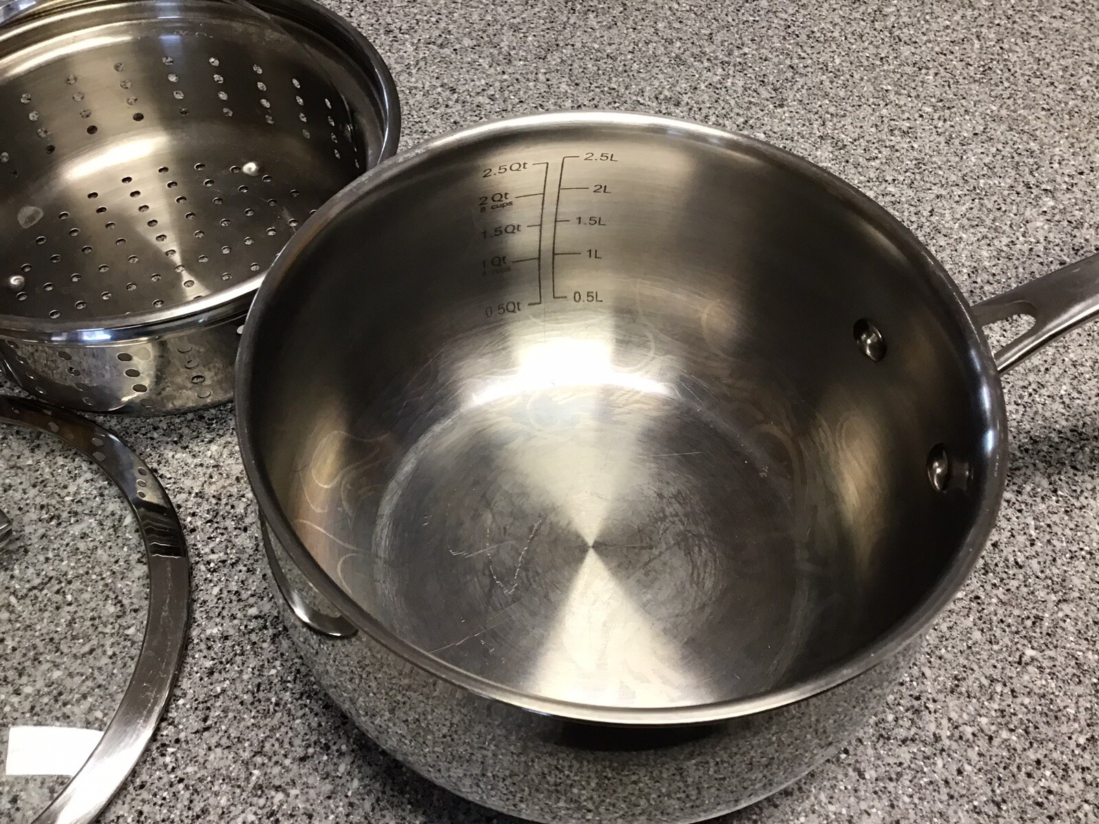 Belgique 3qt Sauce Pan & Lid WITH Pot Steamer Insert Stainless Steel