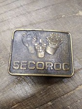 Vtg SECOROC Brass Belt Buckle Century Corp Canada 2.75 x 2.25 inches