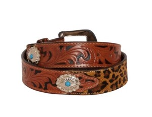 Myra Astute S-4056 Brown Leather Turquoise Floral Cutout Western Belt Small NEW Myra Belts | eBay main image 3