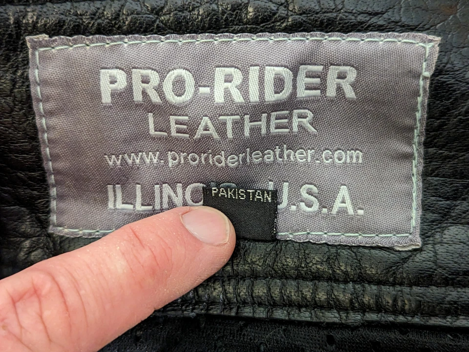 Pantalones de motociclista Pro-Rider de cuero negro talla XS Foto 4 de 4