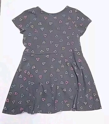Rainbow Hearts Gray Dress  Girl 4T Toddler Short Sleeve Comfy Cotton Cat & Jack 