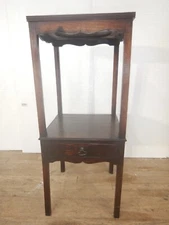 Antique English Bedside Table or Night Stand with Drawer Mahogany George III