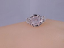 2.65 Ct. Square Cut Rose Quartz Ring 1920's Style Filigree Sterling Silver