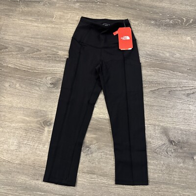 NWT! Women's THE NORTH FACE Black Flash Dry High Rise Fit Leggings Sz XS Crop