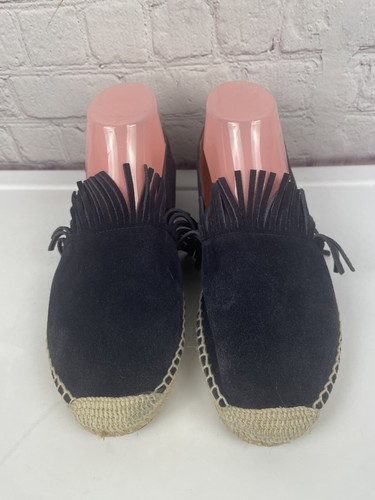 Espadrillas Chloe da donna in camoscio con frange e plateau nere taglia 8,5 US 39EU - Foto 3 di 12