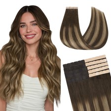 GOO GOO Tape in Hair Extensions, 4/27/4 Balayage Chocolate Brown to Caramel Blon