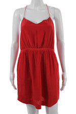 Madewell Women Slip Dress Red Silk Sleeveless Beach Size 6