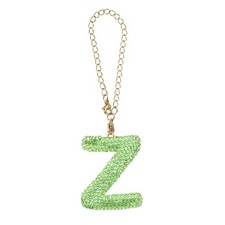 Letter Bag Charm Bling Glitter Letter Charm Initial, Green, Z Shape