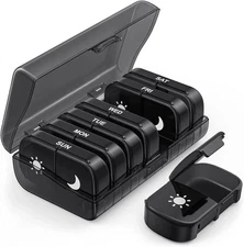 Weekly Pill Box Organizer 7 Day Medicine Storage Case 2 Times a Day Daily AM PM