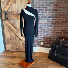 Black Ribbed Cutout Long Sleeve Maxi Sweater Dress – Women’s 1X Plus