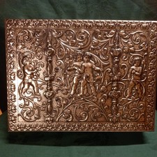 große alte  Blechdose Blech Metall Dose  Vintage Engel Putten 31 x 23 x 7,2cm