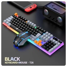 Rainbow LED Gaming Keyboard and Mouse Set Multi-Colored Backlight Mouse