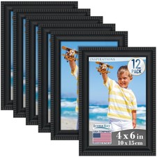 Classic 4x6 Black Picture Frames - 12 Pack, Wall  Easel Display for Memories