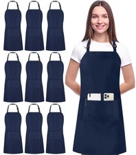 Utopia Kitchen 10 Pack Bib Apron, Unisex Adjustable Aprons with 2 Pockets, Water