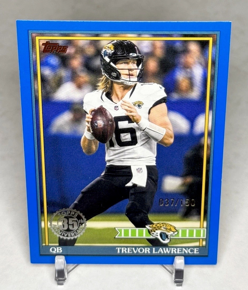 2026 Topps Flagship- Trevor Lawrence Blue Parallel /150 35th #91TF-10 Jaguars 
