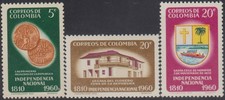 Colombie 582/84 1960 Indépendance Nationale Pièces de la République La Maison du