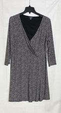 Chaps Women’s Faux Wrap Dress Geometric Dot Print Size XL