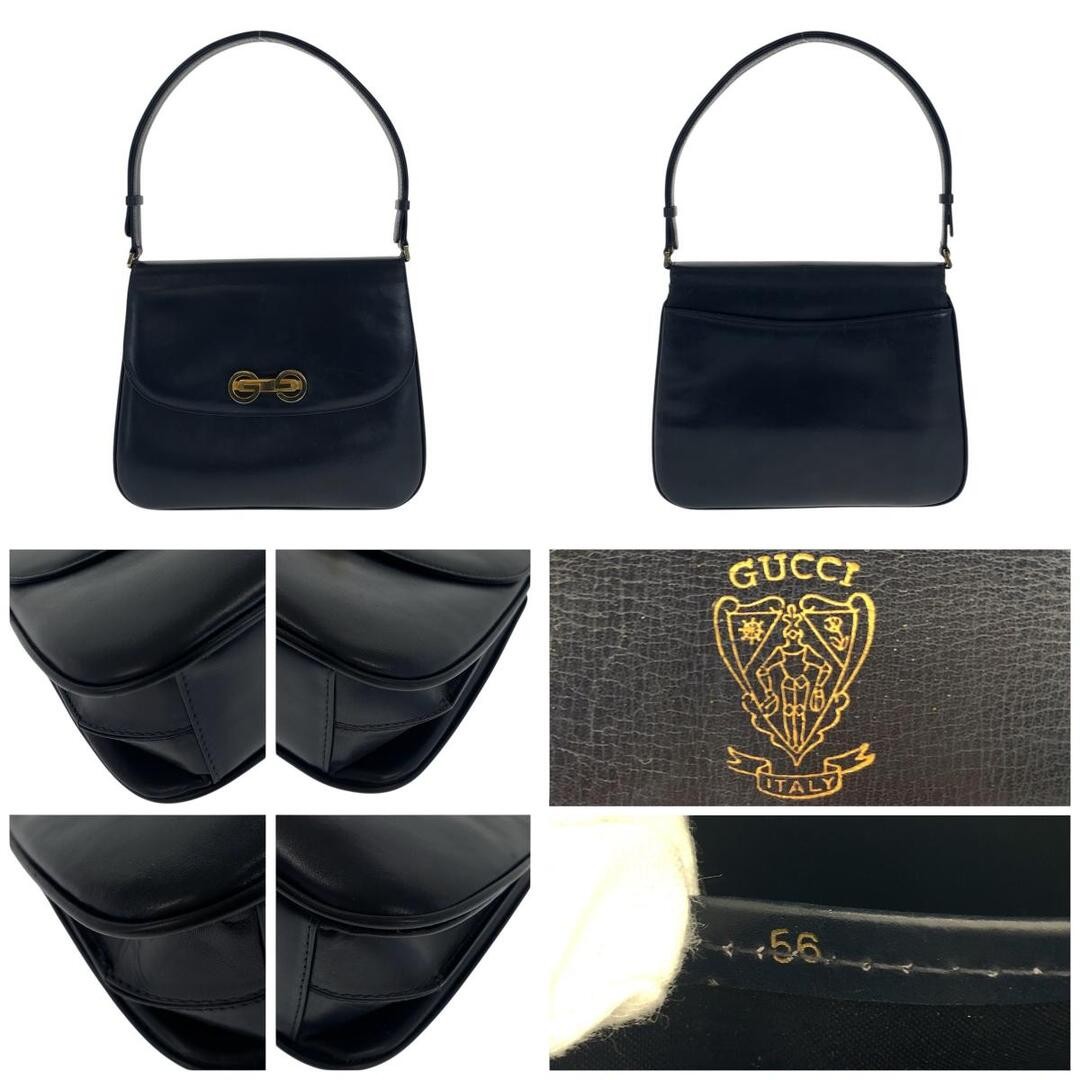 GUCCI Vintage Old Rocking G Leather Shoulder Bag Black Gold Hardware Used thumbnail 2