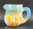 Boyd's Crystal Art Glass MINI PITCHER 1978-83 JANUARY SLAG Blue Tan Orange Glow — photo 1