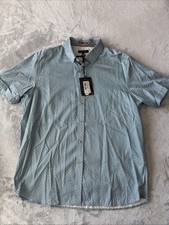 Ted Baker London Short Sleeve Cotton Button Down Shirt Blue Men 6 2XL New