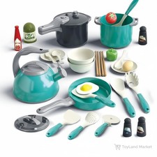 Delightful 32-Pc Toddler Cooking Set   Pretend Food  Kitchen Accessories