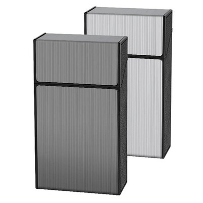 Cigarette Case 2 Pack 100mm 100 s King Size(Black + Silver) (Black + Silver, ...