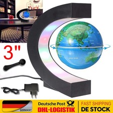3" Freischwebender Globus in Magnet-Ring Bunter LED-Licht Weltkugel Ornamente DE