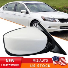 Right Power Mirror White For 2008-2012 Honda Accord Sedan Heated Manual Fold