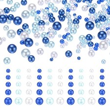 2000PCS No Hole Pearls 3-8MM Dark Blue,Water Blue,White Pearl ABS for Crafts