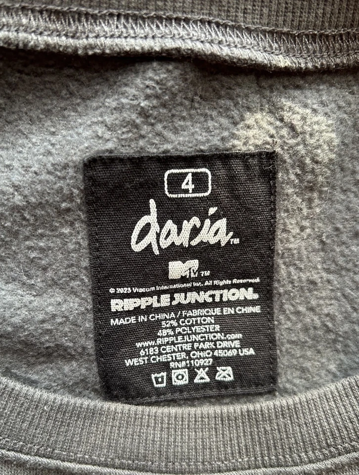 🖤 MTV DARIA Acogedora SUDADERA POLAR CUELLO REDONDO 2X/3X Calce Suelto Gris Academia Oscuro Foto 4 de 4