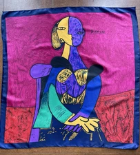 Vintage Picasso Museum Shop "Seated Woman" 100% Polyester Square Scarf