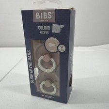Bibs Glow in the Dark Latex Pacifier - 2pk Size 2 - Blush Glow/Vanilla Glow New