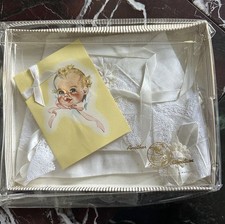 VINTAGE 1960s NASHARR BABY BONNET HANDKERCHIEF BRIDAL MAGIC HANKY CHRISTENING